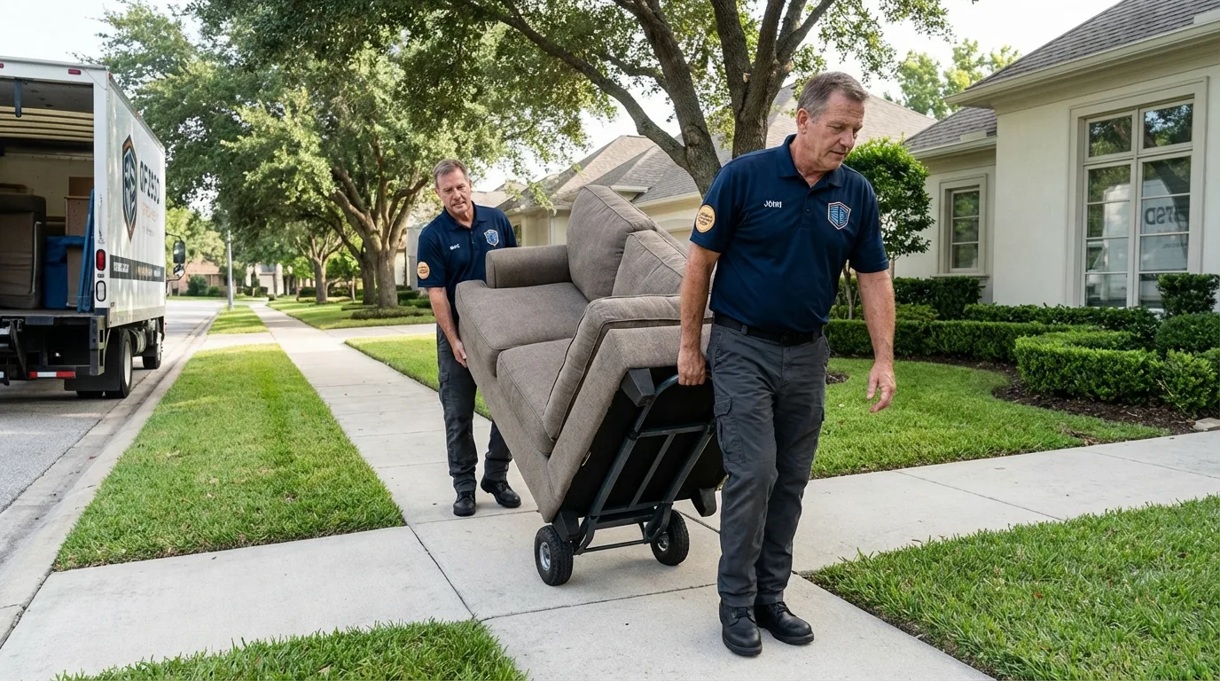 Local residential moving crew loading furniture in Leawood, KS